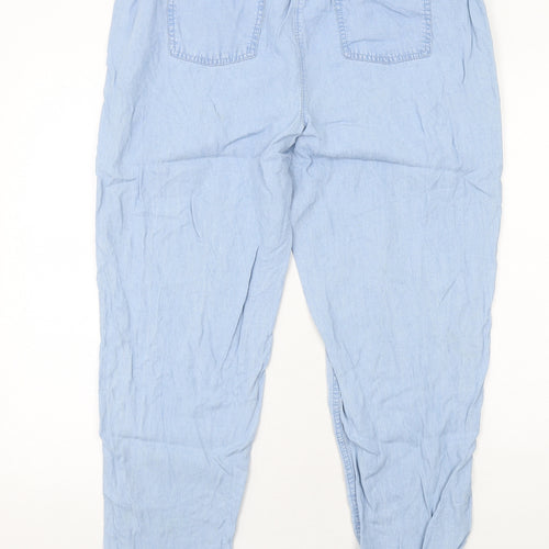 Marks and Spencer Womens Blue Lyocell Jogger Trousers Size 16 Regular Drawstring - Elastic Waist