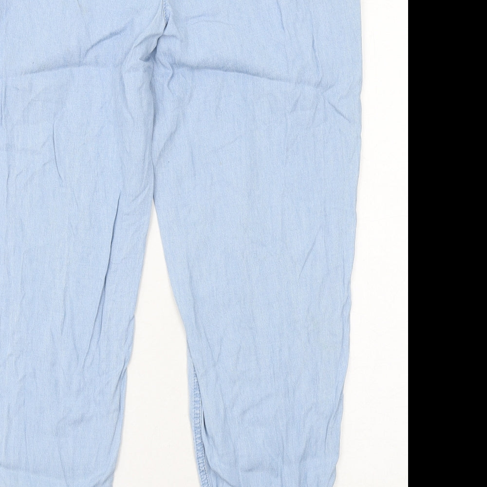 Marks and Spencer Womens Blue Lyocell Jogger Trousers Size 16 Regular Drawstring - Elastic Waist
