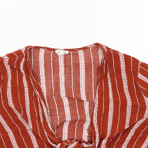 Garage Womens Orange Striped Viscose Wrap Blouse Size S V-Neck