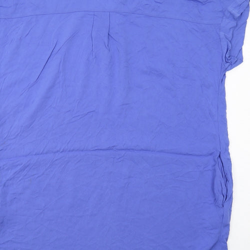 Marks and Spencer Womens Blue Viscose T-Shirt Dress Size 18 Collared Pullover