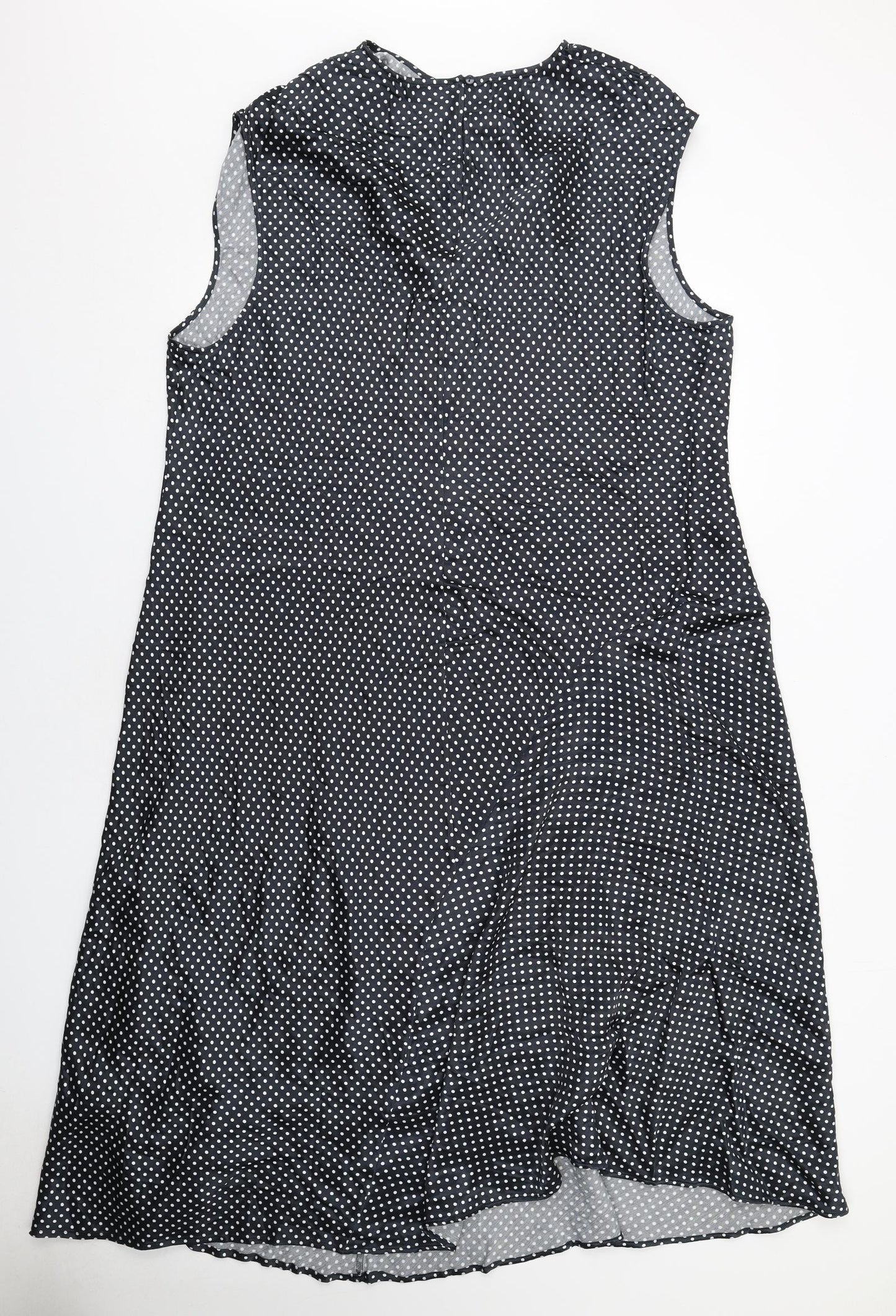 Marks and Spencer Womens Black Polka Dot Viscose A-Line Size 24 Round Neck Button