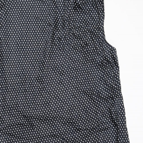 Marks and Spencer Womens Black Polka Dot Viscose A-Line Size 24 Round Neck Button