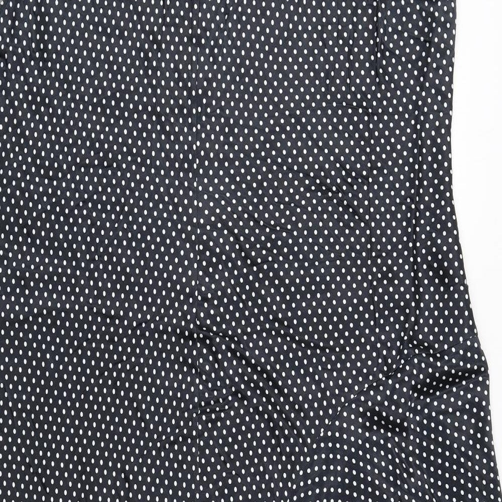 Marks and Spencer Womens Black Polka Dot Viscose A-Line Size 24 Round Neck Button