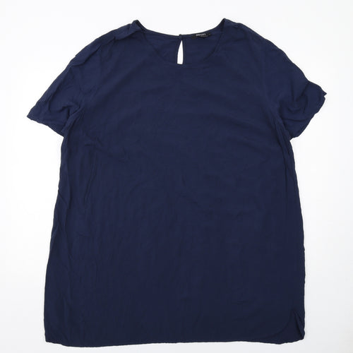 ESMARA Womens Blue Viscose Basic Blouse Size 26 Round Neck