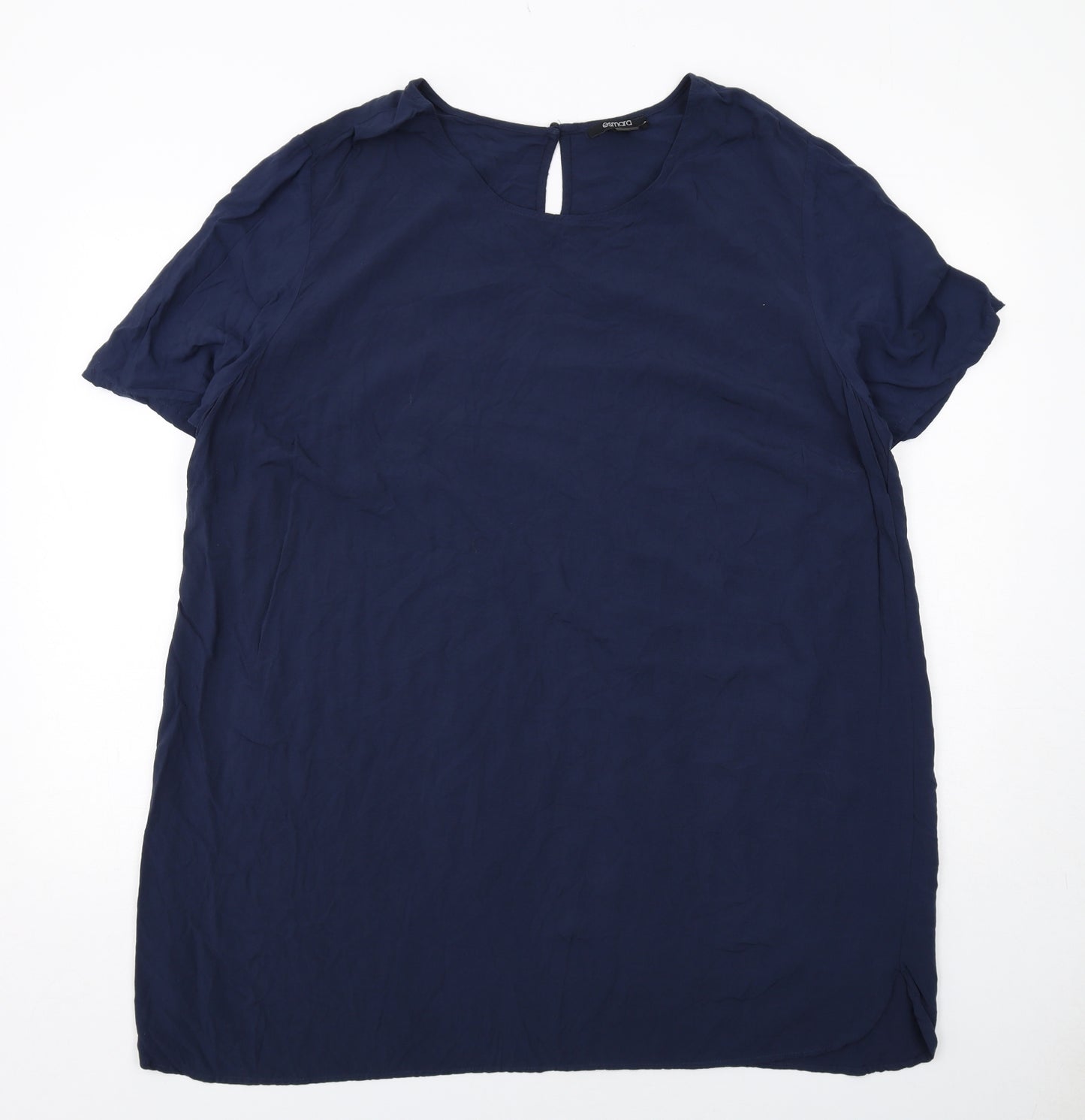 ESMARA Womens Blue Viscose Basic Blouse Size 26 Round Neck