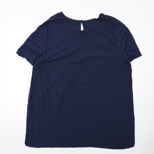 ESMARA Womens Blue Viscose Basic Blouse Size 26 Round Neck