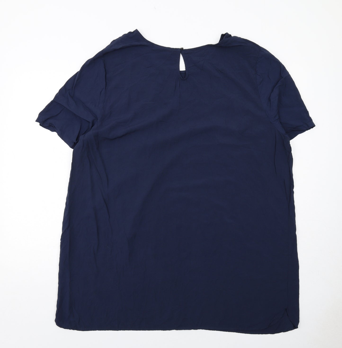 ESMARA Womens Blue Viscose Basic Blouse Size 26 Round Neck