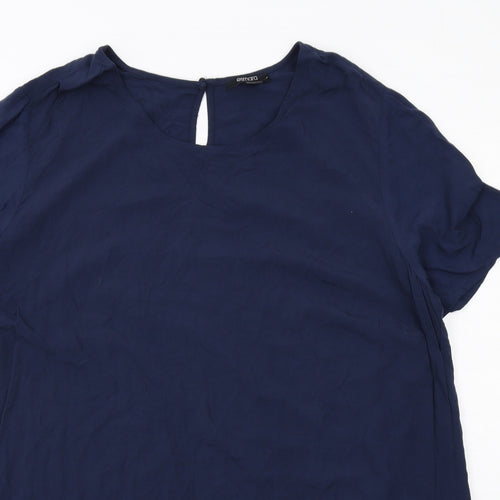 ESMARA Womens Blue Viscose Basic Blouse Size 26 Round Neck