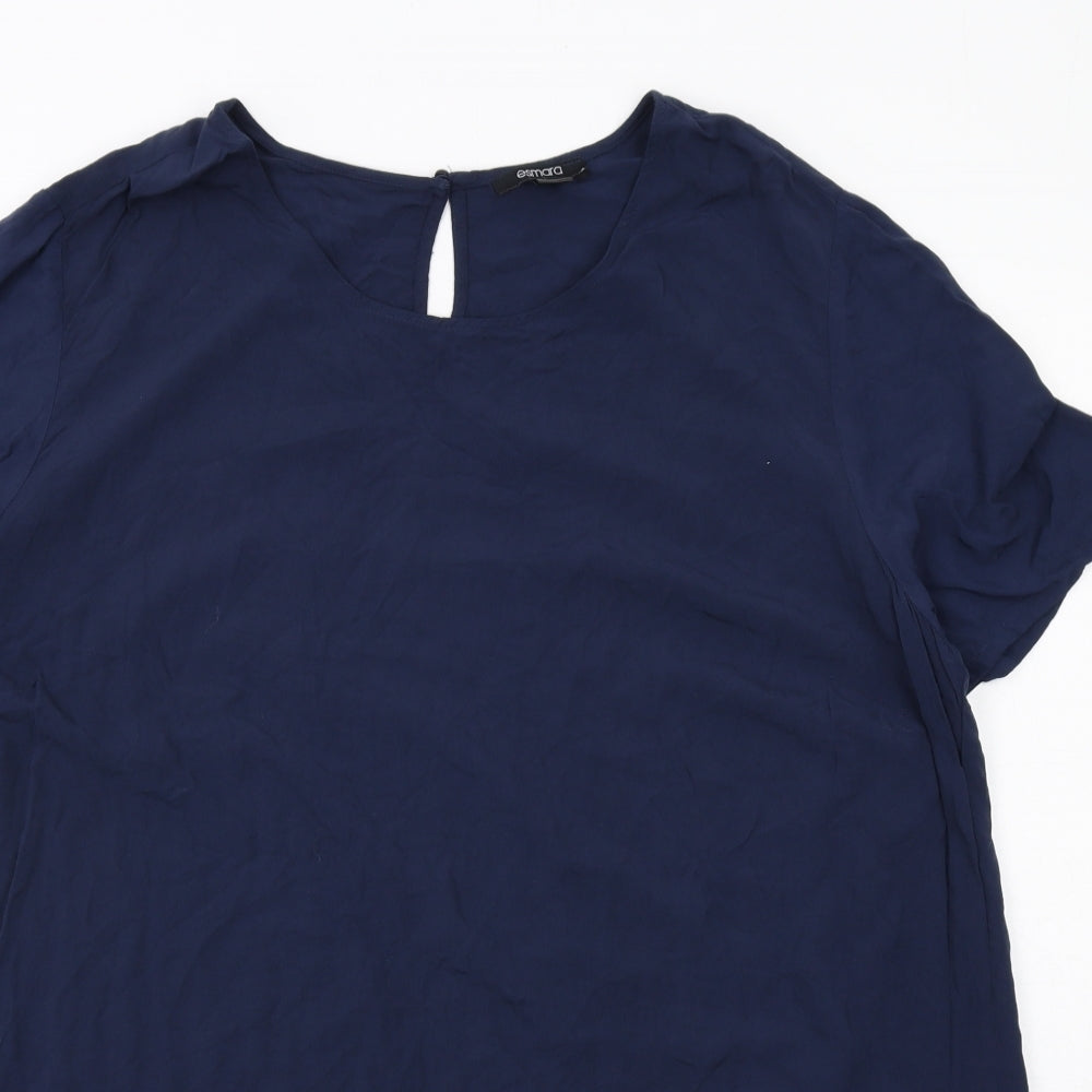 ESMARA Womens Blue Viscose Basic Blouse Size 26 Round Neck