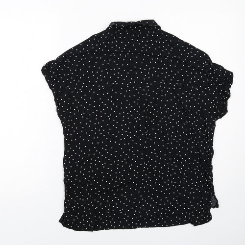 New Look Womens Black Polka Dot Viscose Basic Button-Up Size 10 Collared