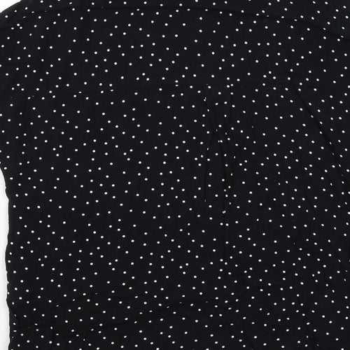 New Look Womens Black Polka Dot Viscose Basic Button-Up Size 10 Collared
