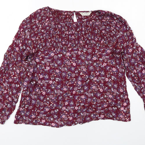 Miss Selfridge Womens Purple Floral Viscose Basic Blouse Size 10 Round Neck