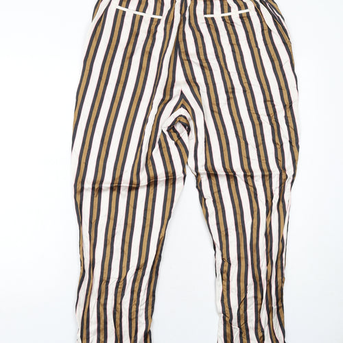 Massimo Dutti Womens Multicoloured Striped Viscose Trousers Size 14 Regular