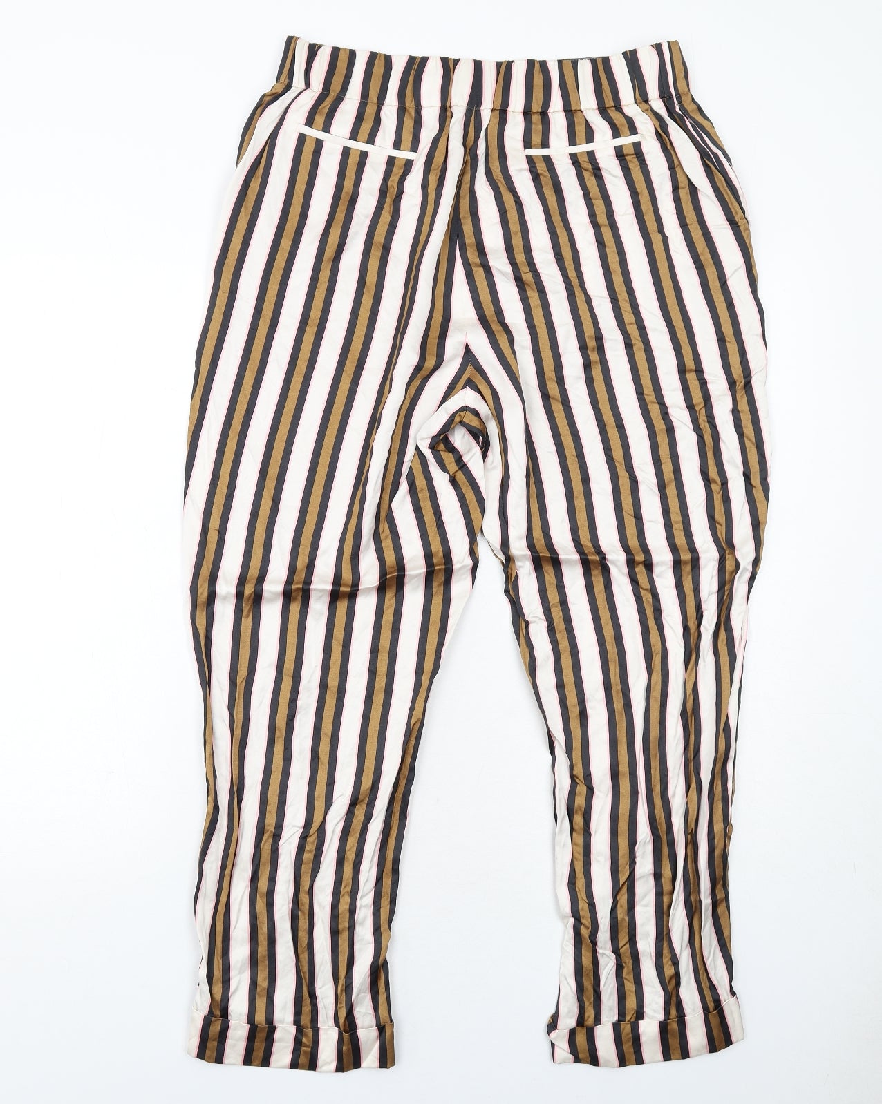 Massimo Dutti Womens Multicoloured Striped Viscose Trousers Size 14 Regular