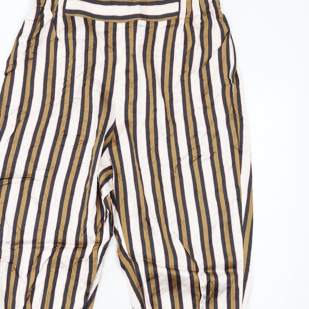 Massimo Dutti Womens Multicoloured Striped Viscose Trousers Size 14 Regular