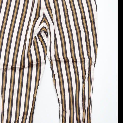 Massimo Dutti Womens Multicoloured Striped Viscose Trousers Size 14 Regular