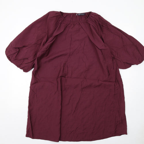 Marks and Spencer Womens Purple Viscose A-Line Size 12 Round Neck Button