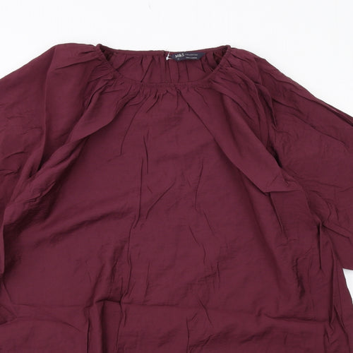 Marks and Spencer Womens Purple Viscose A-Line Size 12 Round Neck Button