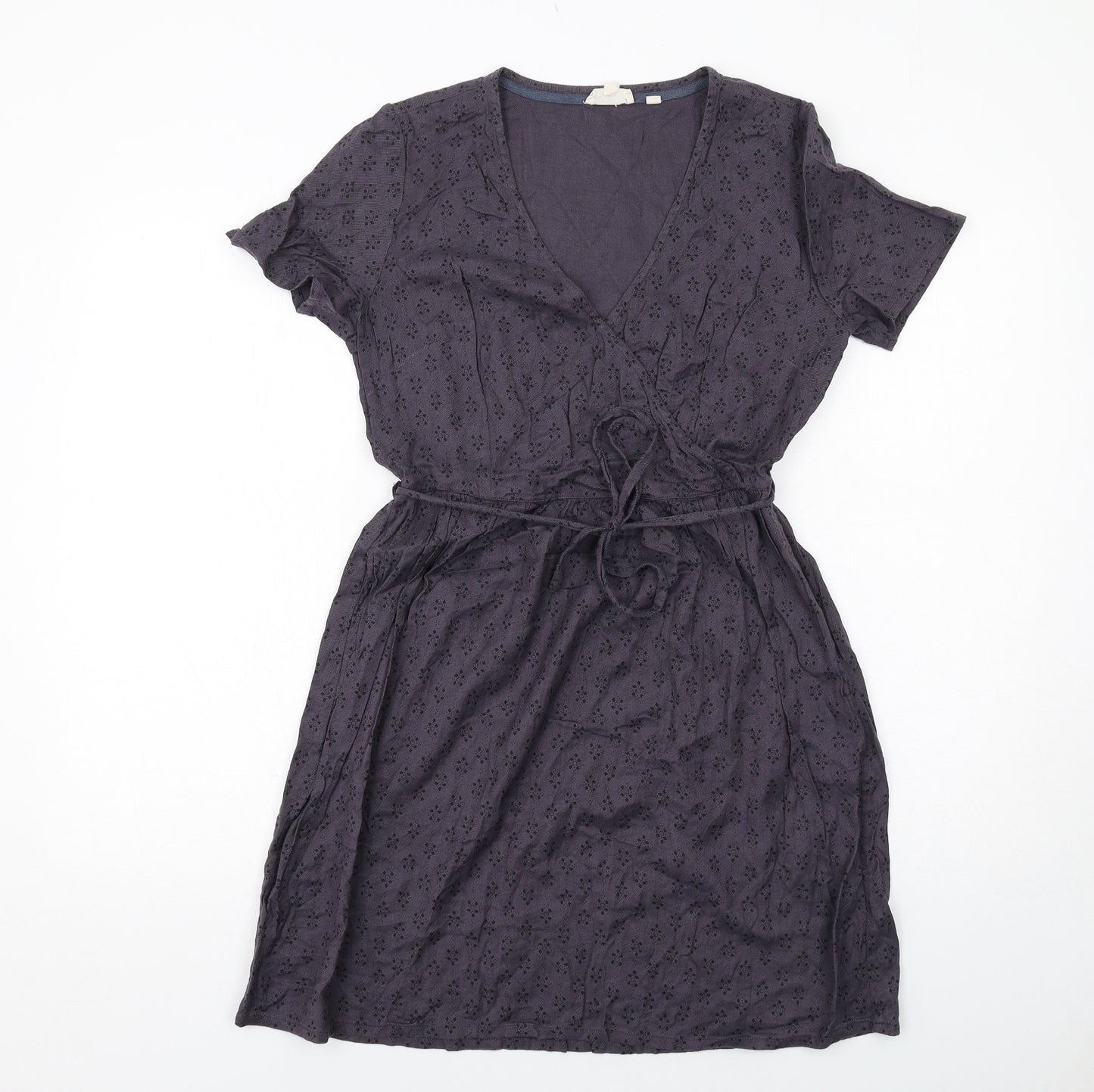 Fat Face Womens Purple Geometric Viscose A-Line Size 8 V-Neck Zip