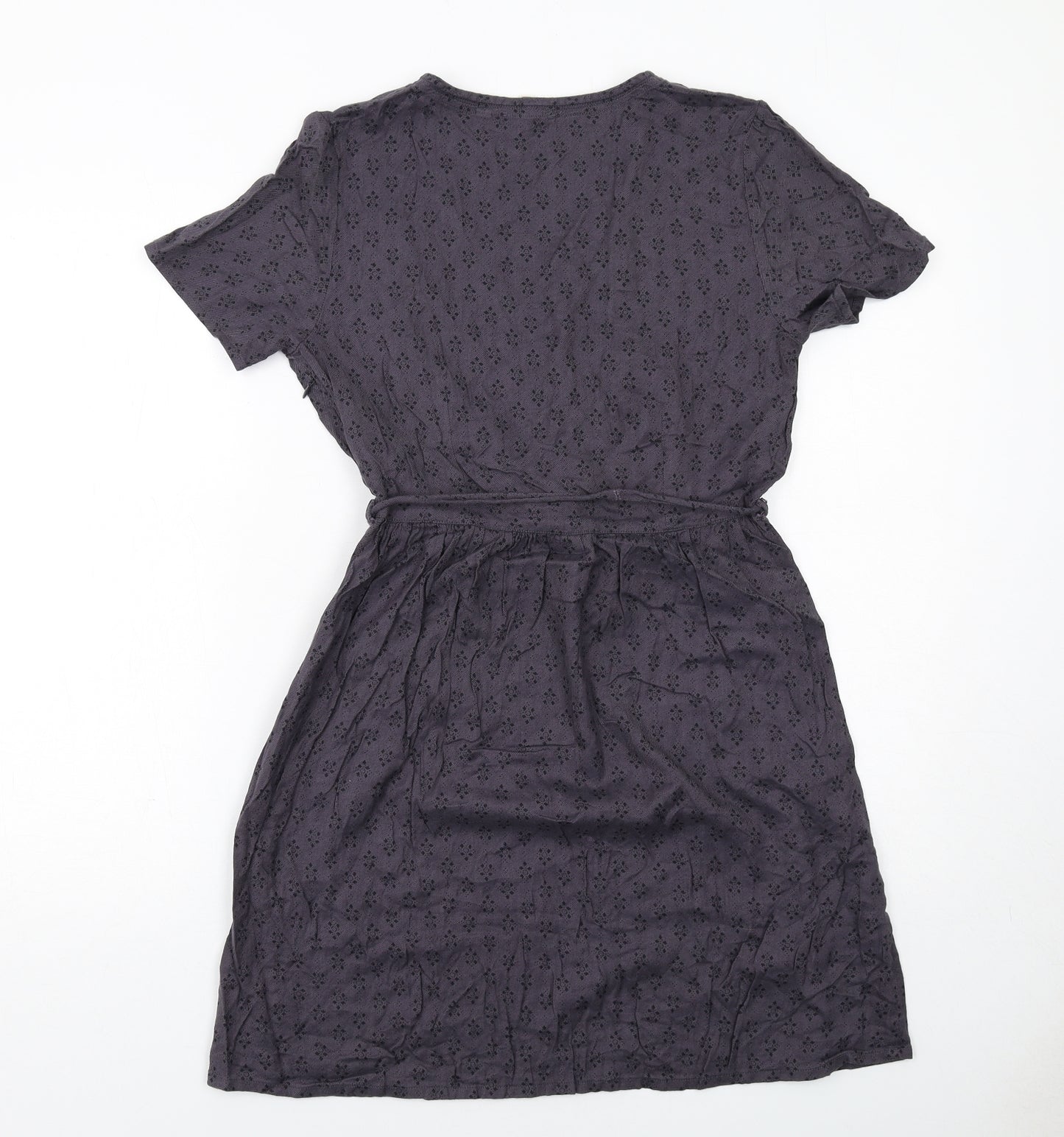 Fat Face Womens Purple Geometric Viscose A-Line Size 8 V-Neck Zip