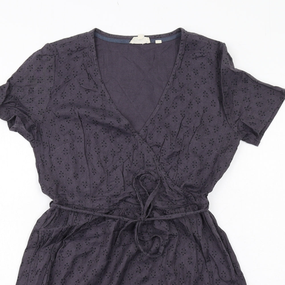 Fat Face Womens Purple Geometric Viscose A-Line Size 8 V-Neck Zip