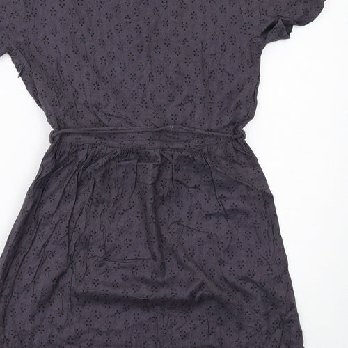 Fat Face Womens Purple Geometric Viscose A-Line Size 8 V-Neck Zip