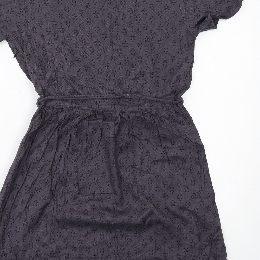 Fat Face Womens Purple Geometric Viscose A-Line Size 8 V-Neck Zip