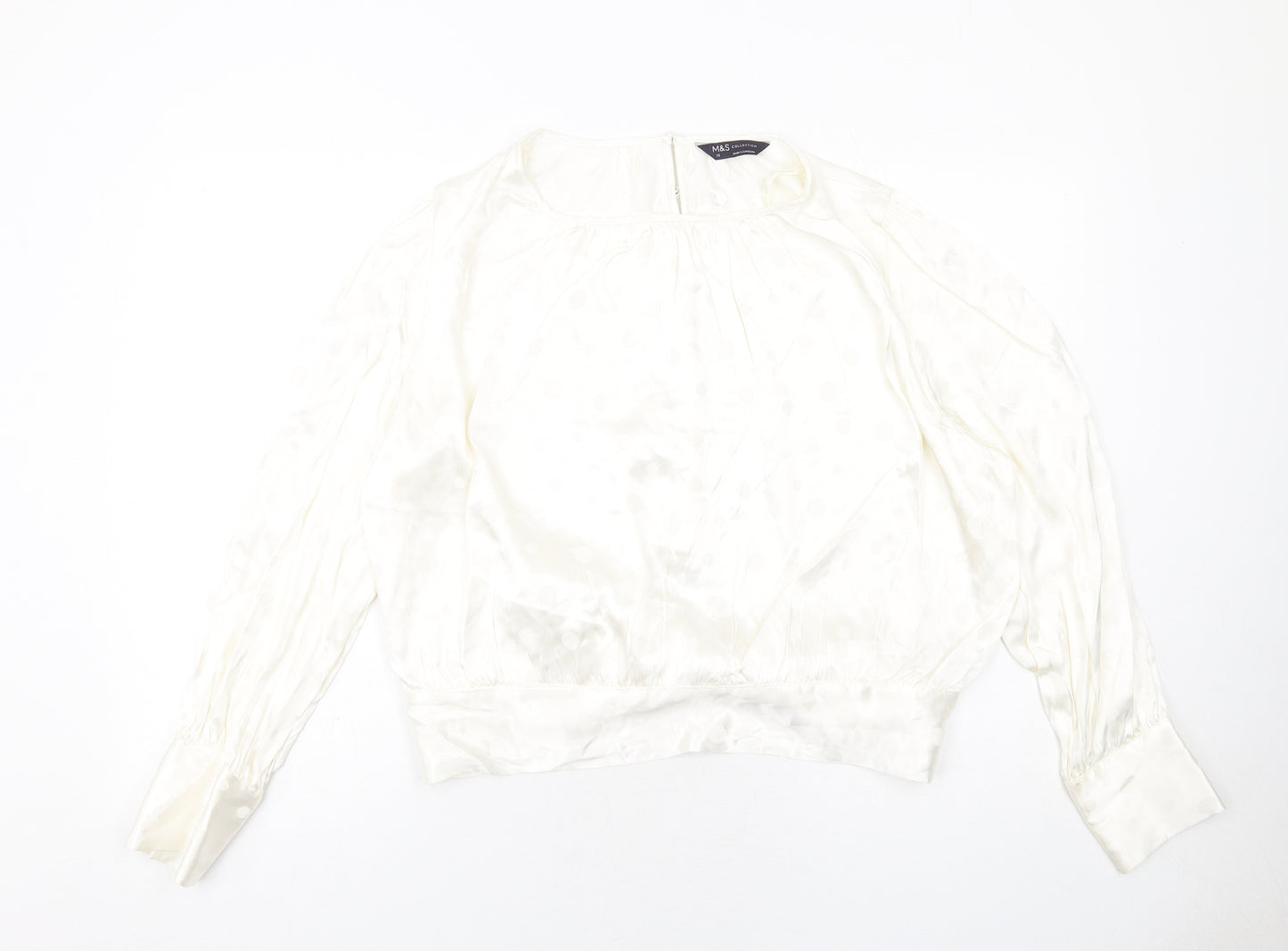 Marks and Spencer Womens Ivory Viscose Basic Blouse Size 18 Round Neck