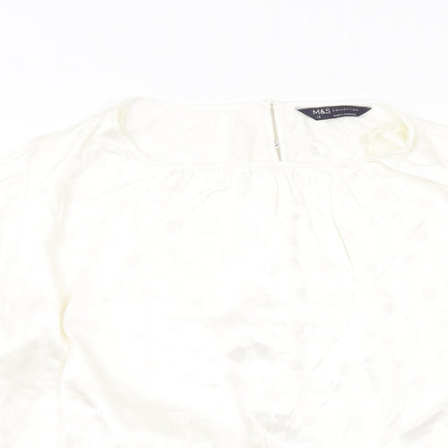 Marks and Spencer Womens Ivory Viscose Basic Blouse Size 18 Round Neck
