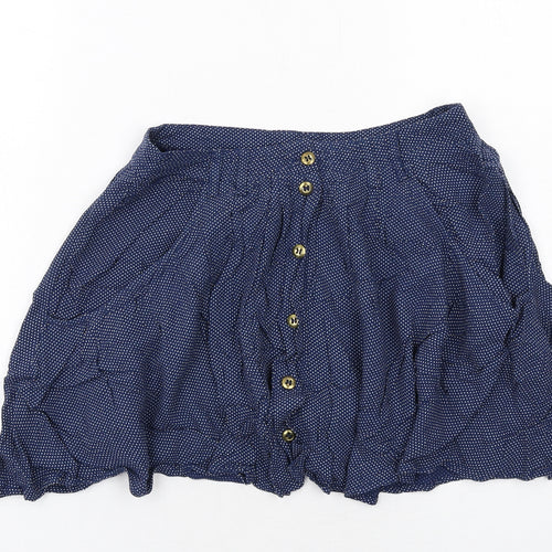 Topshop Womens Black Polka Dot Viscose Mini Skirt Size 8 Button