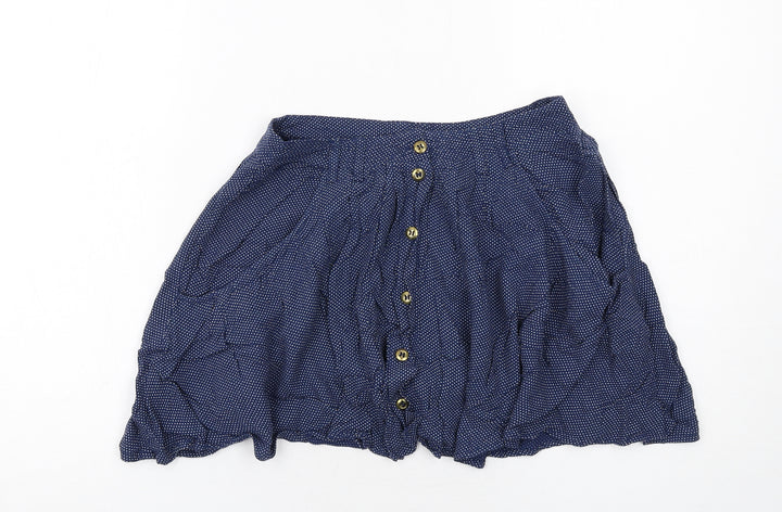 Topshop Womens Black Polka Dot Viscose Mini Skirt Size 8 Button