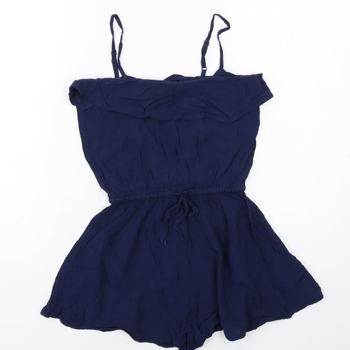 H&M Womens Blue Viscose Playsuit One-Piece Size 6 Pullover