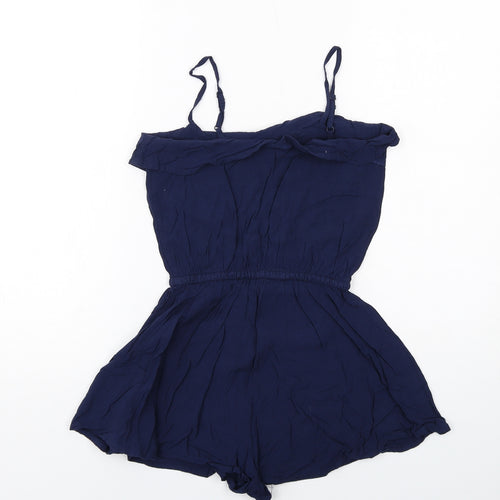 H&M Womens Blue Viscose Playsuit One-Piece Size 6 Pullover