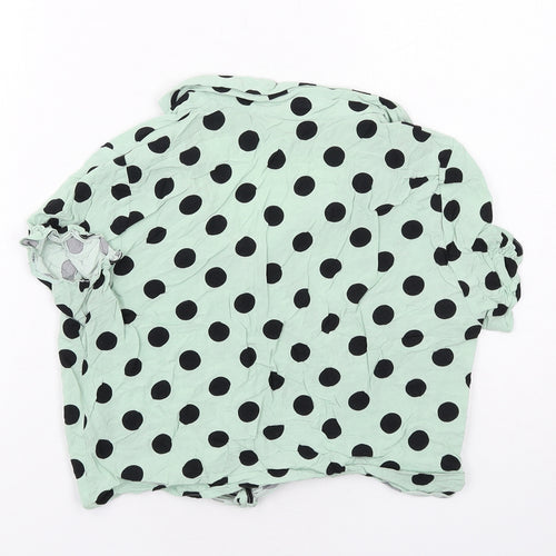Miss Selfridge Womens Green Polka Dot Viscose Basic Button-Up Size 10 Collared