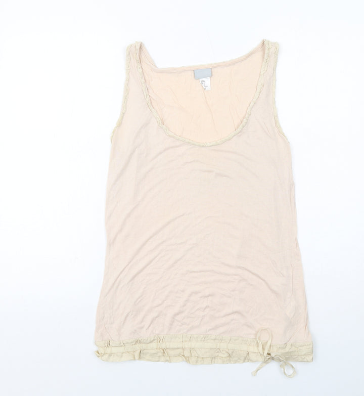 H&M Womens Pink Viscose Basic Tank Size M Round Neck