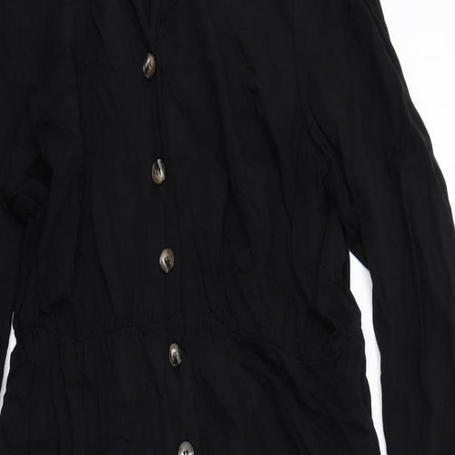 ASOS Womens Black Viscose Shirt Dress Size 16 Collared Button