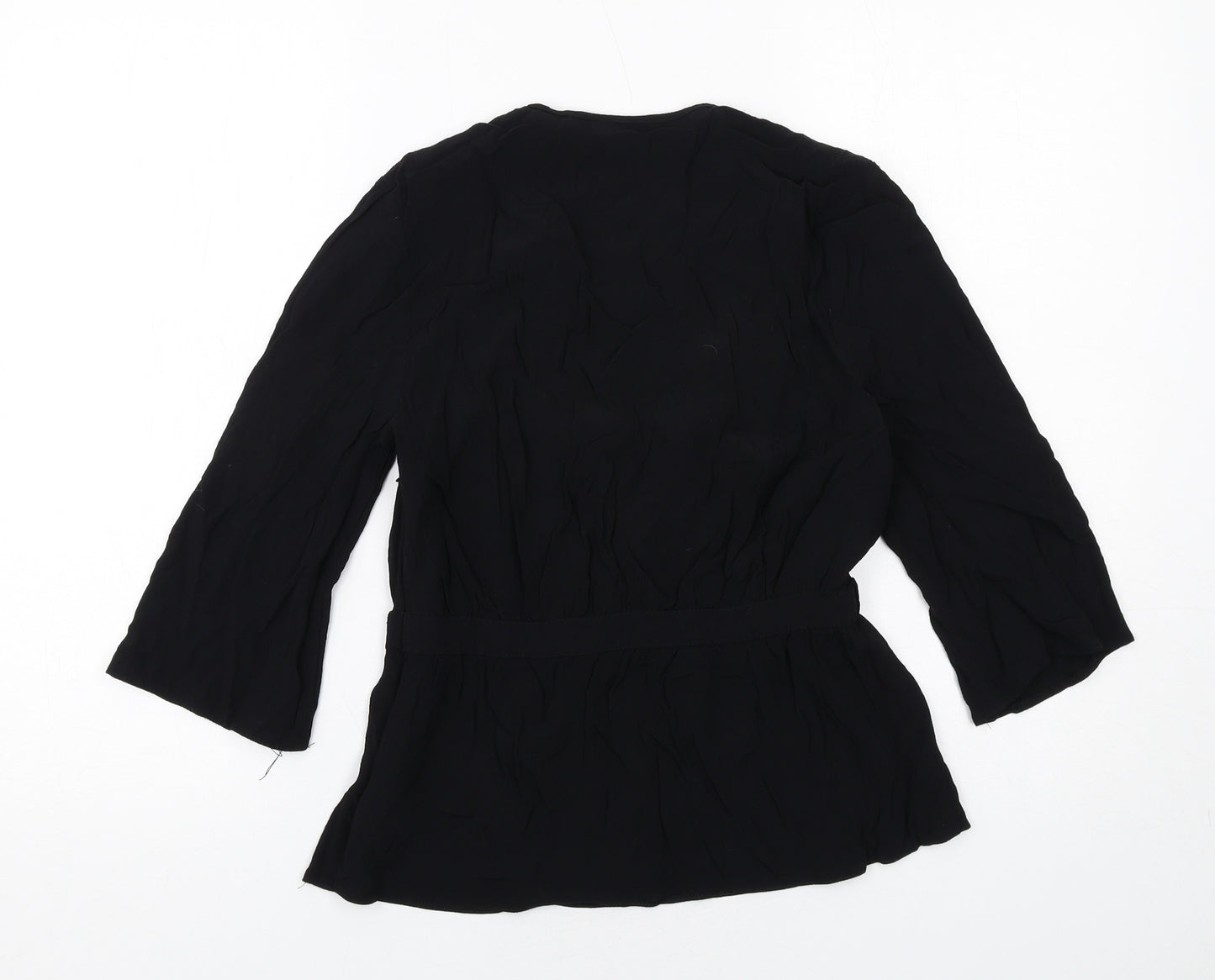 Topshop Womens Black Viscose Basic Blouse Size 10 V-Neck
