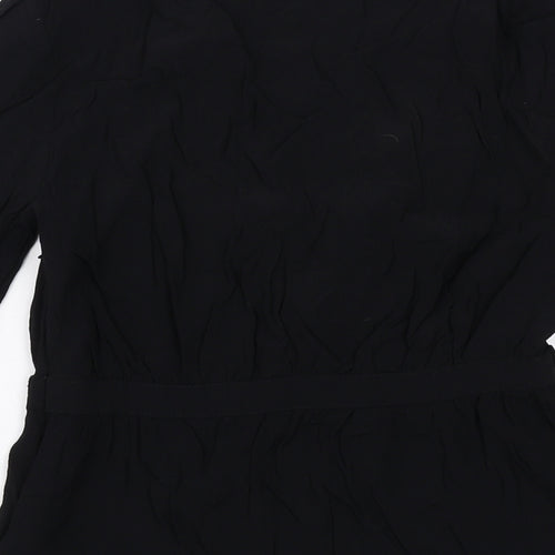 Topshop Womens Black Viscose Basic Blouse Size 10 V-Neck