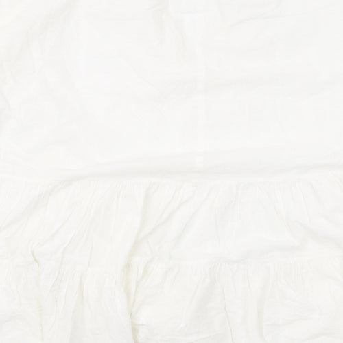 H&M Womens White Cotton Trapeze & Swing Size S V-Neck Pullover