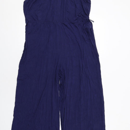Marks and Spencer Womens Blue Viscose Jumpsuit One-Piece Size 16 Zip
