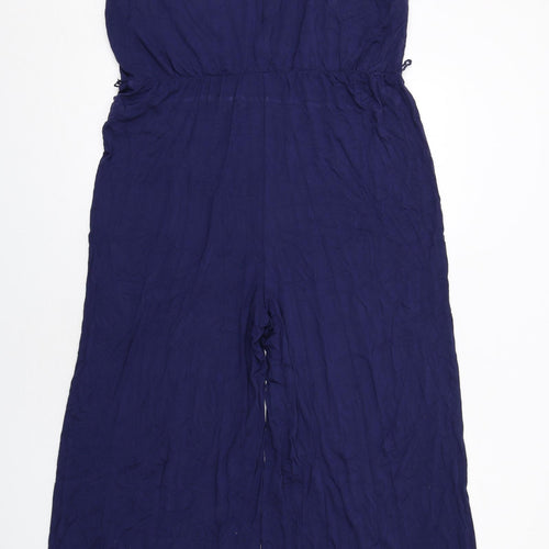 Marks and Spencer Womens Blue Viscose Jumpsuit One-Piece Size 16 Zip