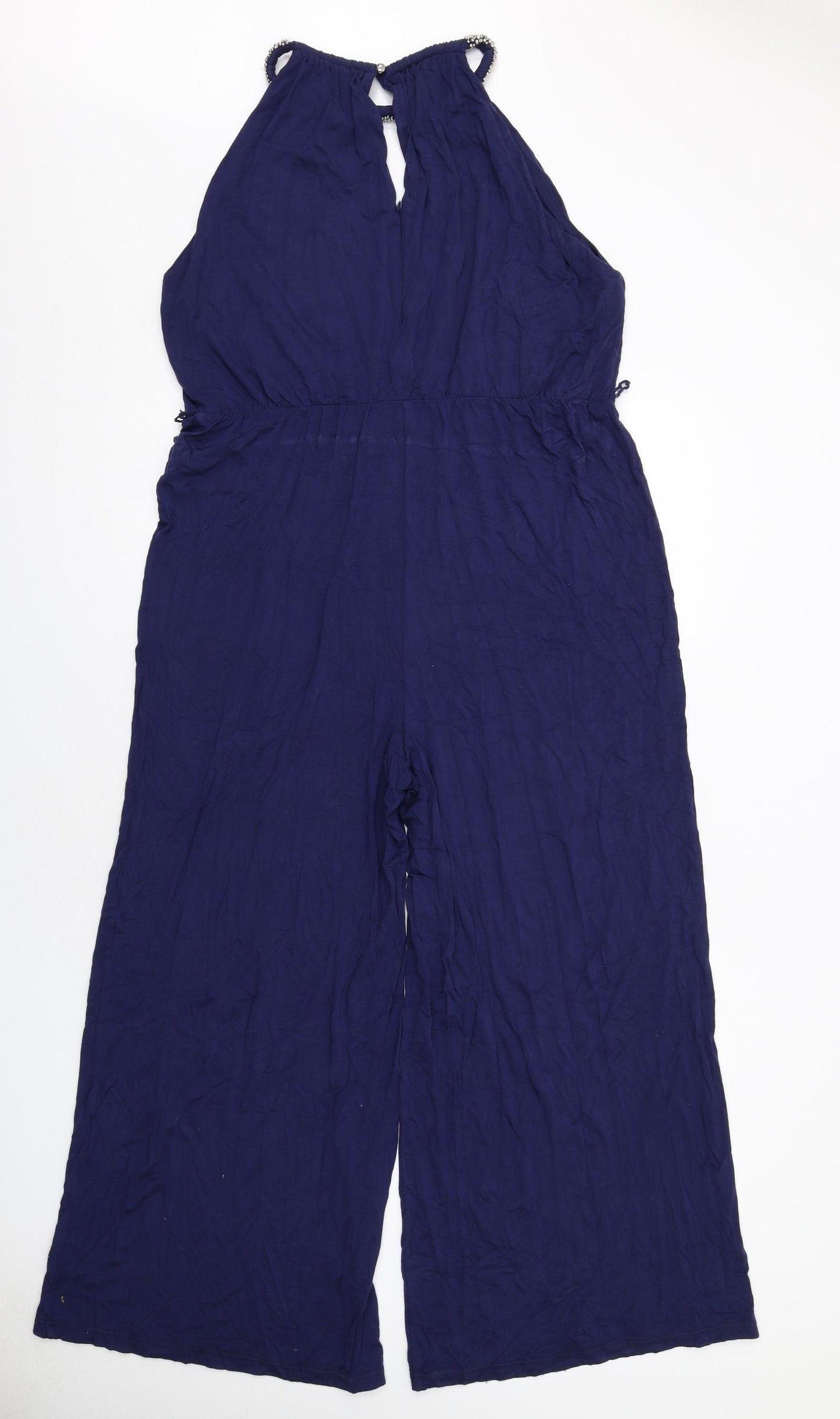 Marks and Spencer Womens Blue Viscose Jumpsuit One-Piece Size 16 Zip