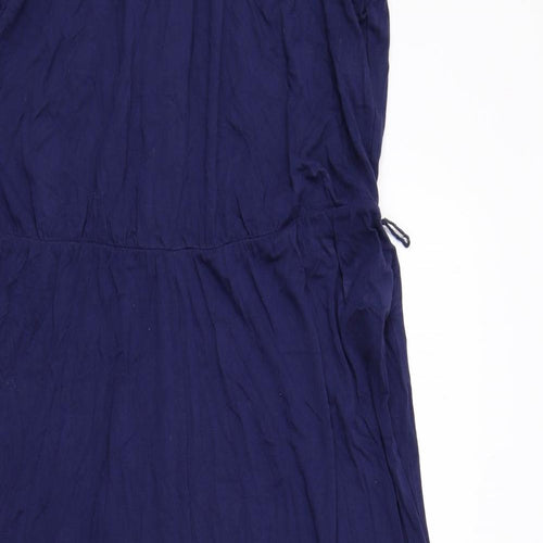 Marks and Spencer Womens Blue Viscose Jumpsuit One-Piece Size 16 Zip