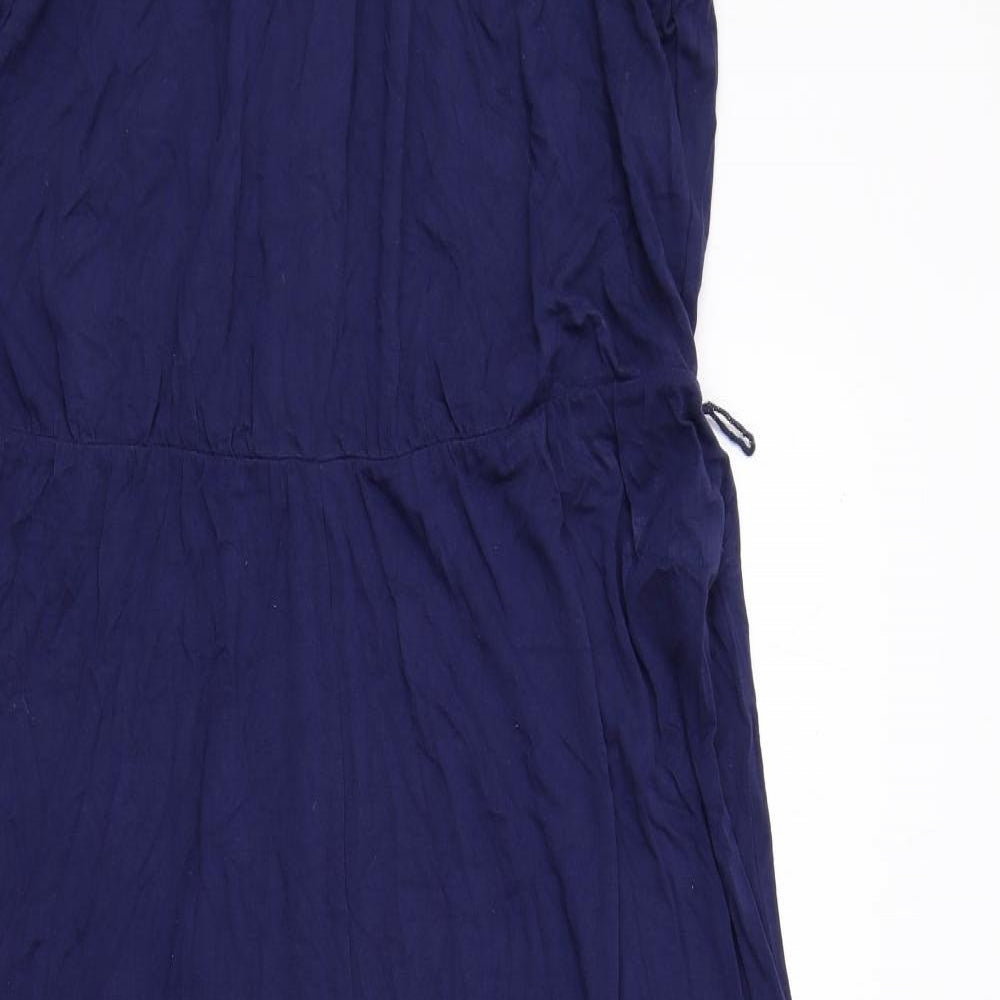 Marks and Spencer Womens Blue Viscose Jumpsuit One-Piece Size 16 Zip