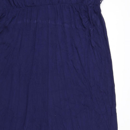 Marks and Spencer Womens Blue Viscose Jumpsuit One-Piece Size 16 Zip