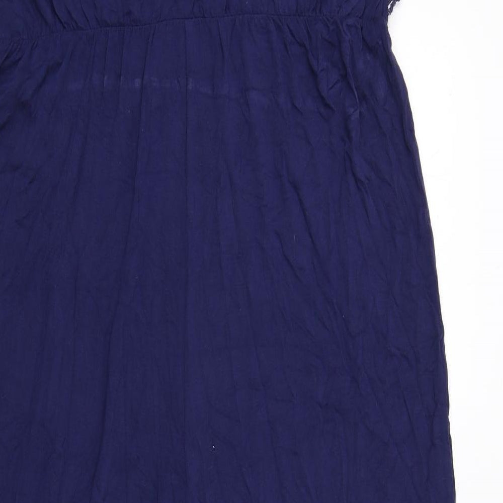 Marks and Spencer Womens Blue Viscose Jumpsuit One-Piece Size 16 Zip