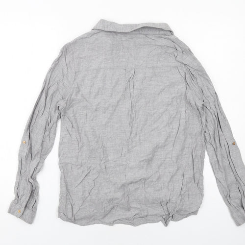 New Look Womens Grey Viscose Basic Blouse Size 8 Collared