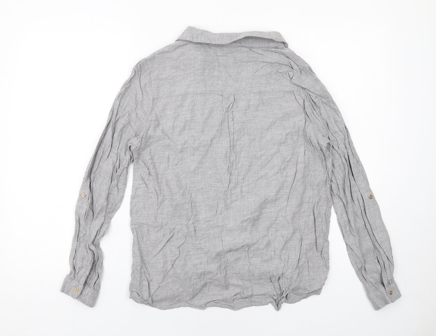 New Look Womens Grey Viscose Basic Blouse Size 8 Collared