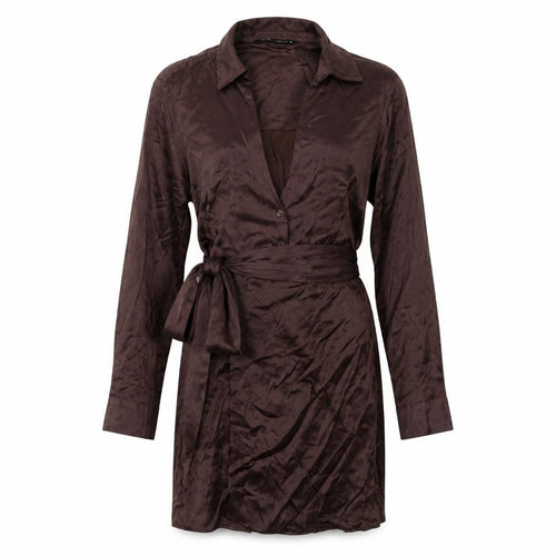 Zara Womens Brown Viscose Shirt Dress Size XS Collared Button
