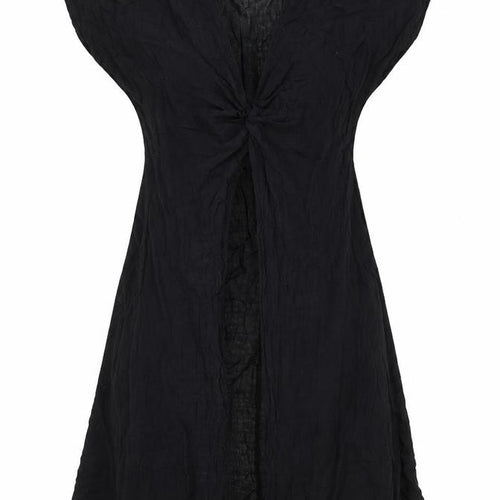 Zara Womens Black Cotton Tunic Blouse Size XS V-Neck - Open Front Longline